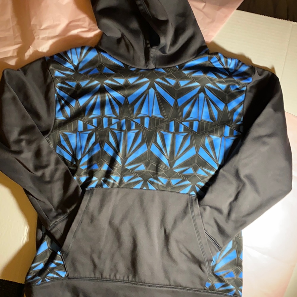 Boys med size hoodie black with blue and black on front